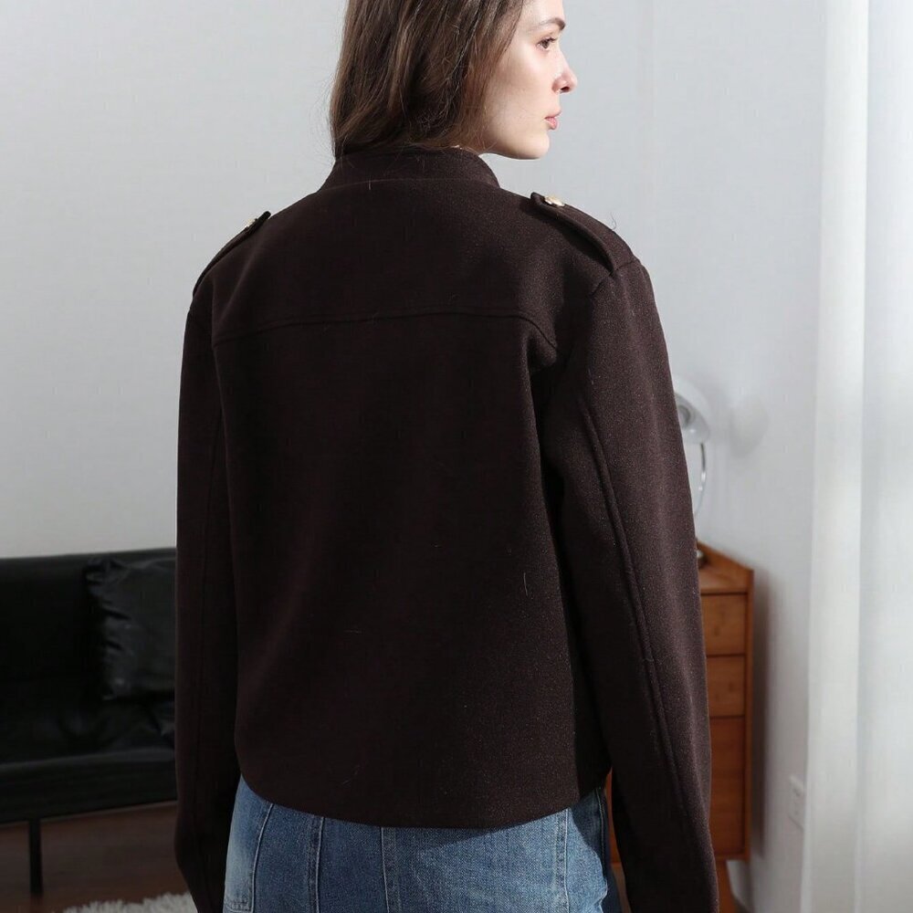 Brown Casual Women's Pockets detailed  Single button Jacket - Picture 3 of 11